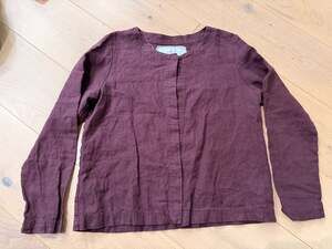 not PERFECT LINEN Maroon 100% Linen Button-Up Blouse Jacket M/L